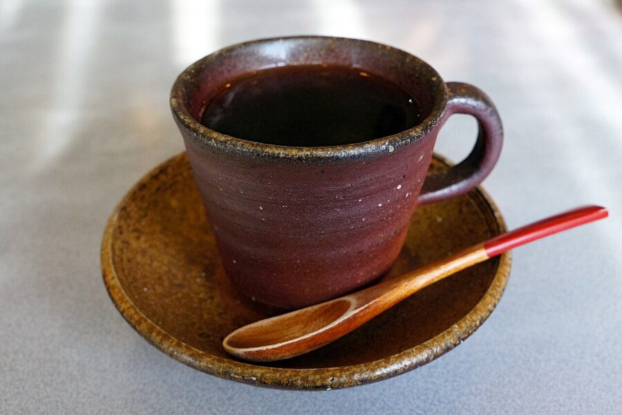 Display of Bizen-yaki pottery with its distinctive reddish-brown unglazed surface