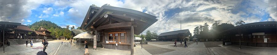 Panoramic view of the main precincts of Izumo Taisha in Shimane