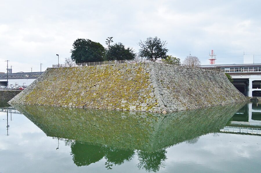 Close up of the tenshudai stone base at Mihara Castle