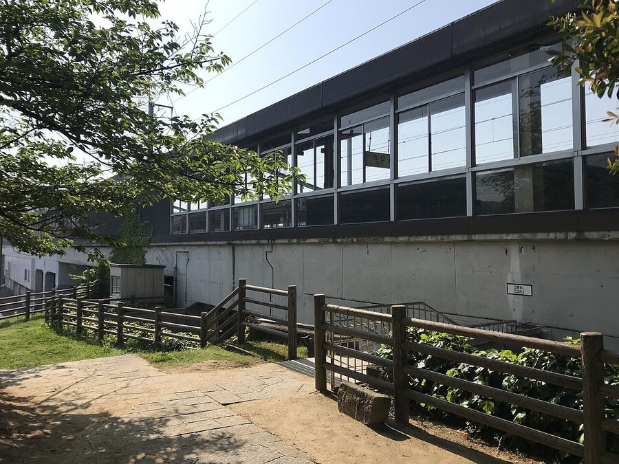 Mihara Station seen from the top of the castle keep ruins