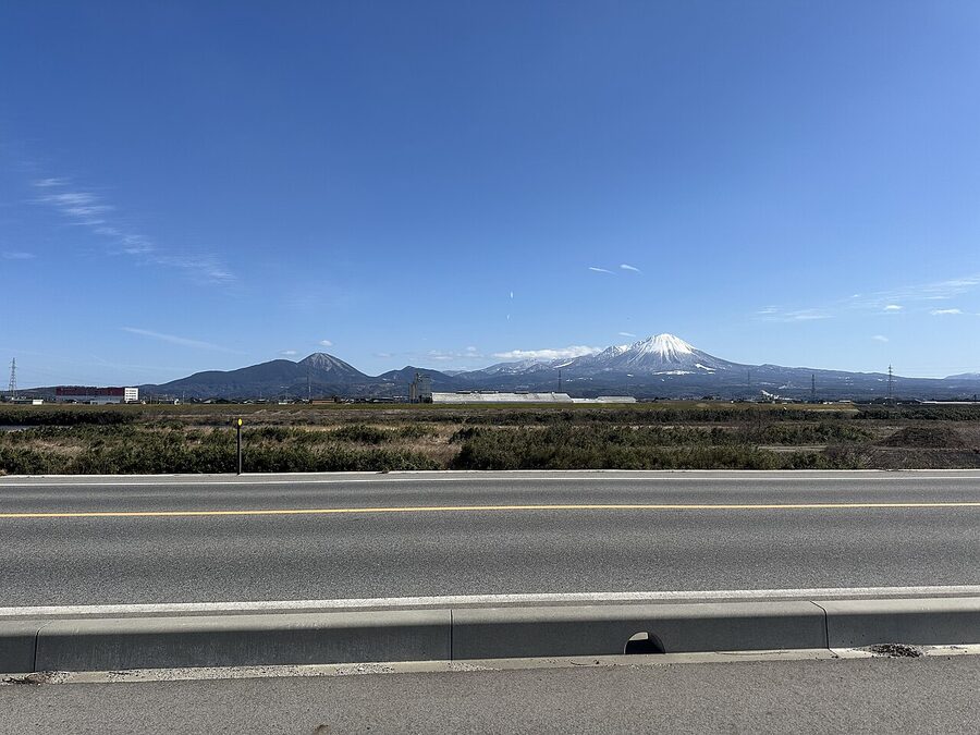 Mt Daisen viewed from Yonago city across the coastal plain