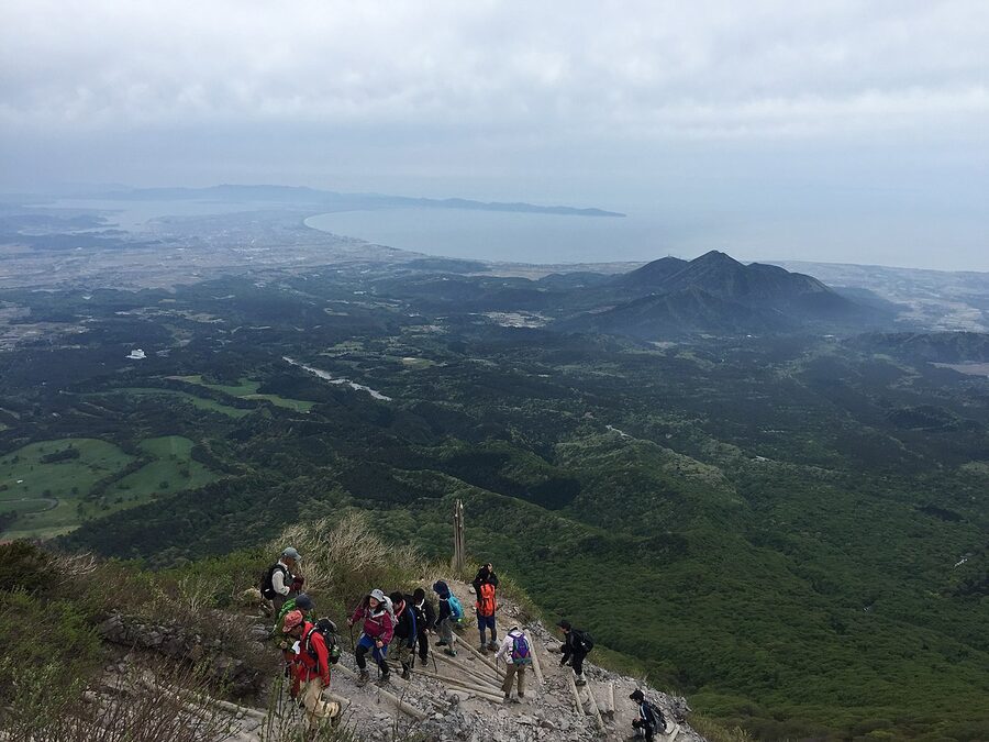 The alpine summit ridge of Mt Daisen in Tottori prefecture with clouds below