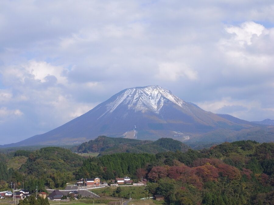 Wide view from Mt Daisen summit showing the Sea of Japan in the distance