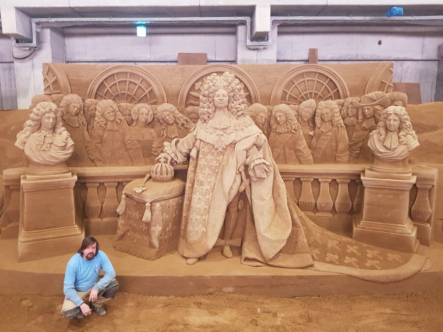 Sand sculpture of Louis XIV the Sun King at the Tottori Sand Museum