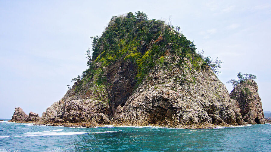Rock pillars and outcrops along the Uradome Coast