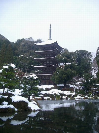 The five-storey pagoda of Rurikoji Temple in Yamaguchi city