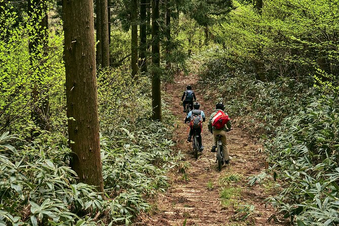 eMTB tour to see the beautiful islands from the summit - Returning through Yuki and stopping at Yuki Onsen
