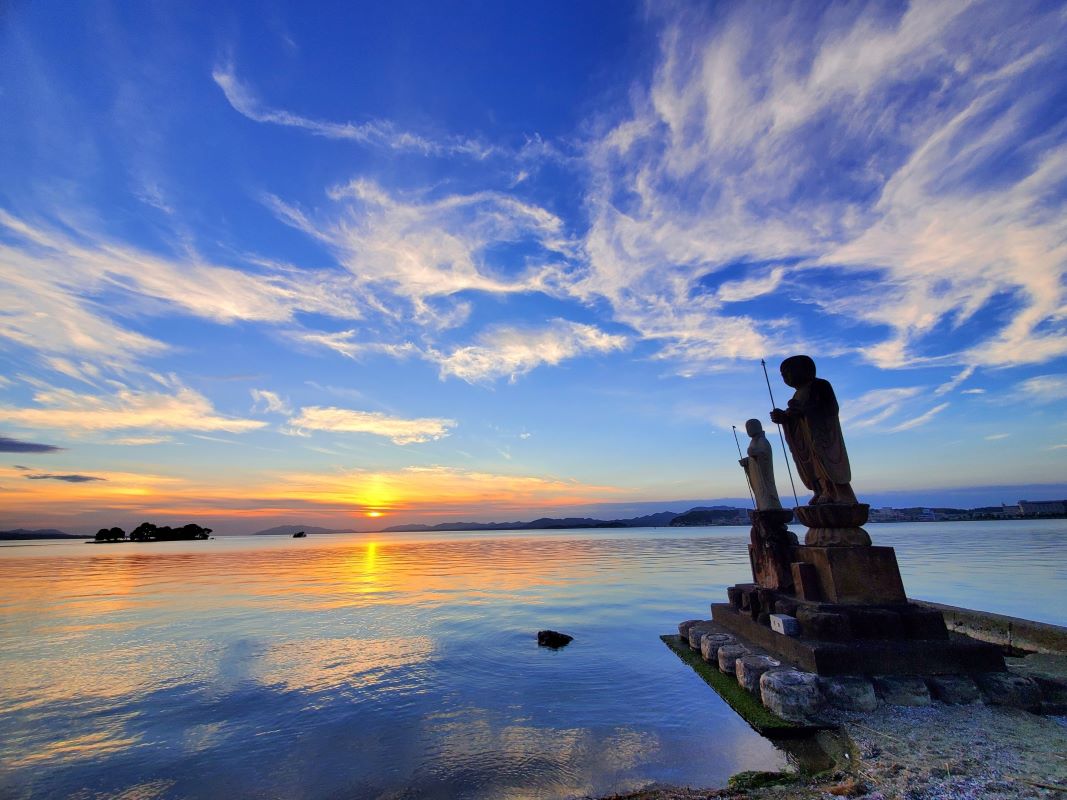 Matsue Lake Shinji Sunset Sunset With Jizo Figures